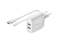 Belkin Belkin Boost Charge Dual USB Oplader 24W + Lightning Kabel Wit