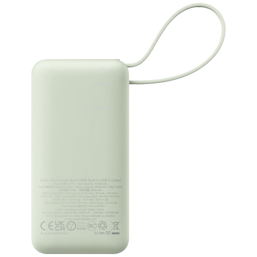 Anker Anker 545 Nano Powerbank 10.000mAh Groen - Met Ingebouwde USB-C Kabel