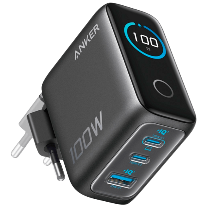 Anker Anker Dual USB-C + USB-A Snellader 100W Zwart inclusief Kabel