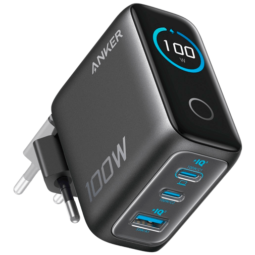 Anker Anker Dual USB-C + USB-A Snellader 100W Zwart inclusief Kabel