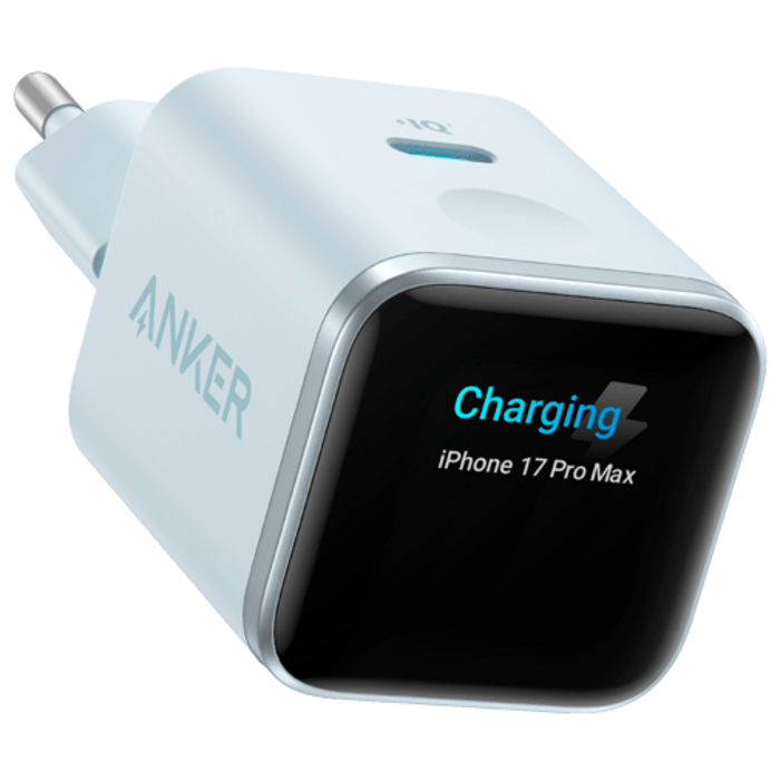 Anker Anker Nano USB-C Snellader 45W met Display - Lichtblauw