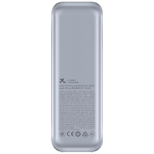 Anker Anker Prime Dual USB-C + USB-A Snellader Powerbank 20.000mAh Zilver