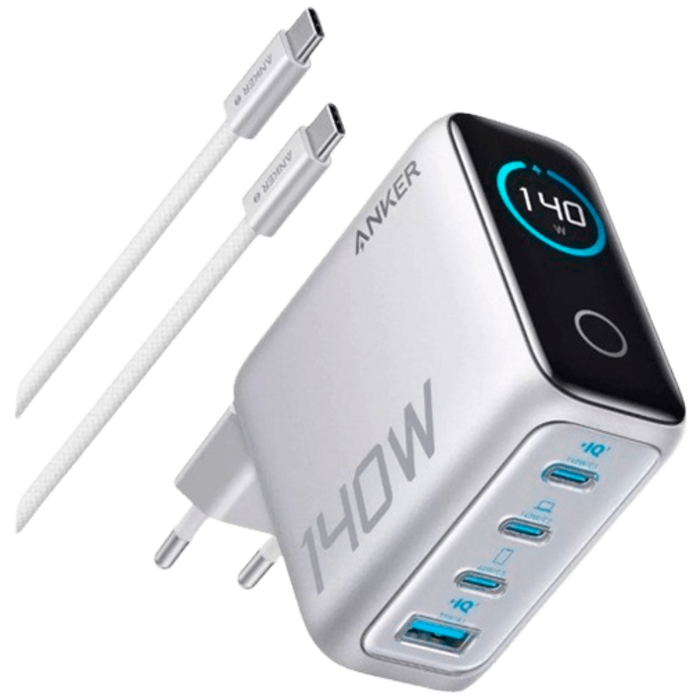 Anker Anker USB 3-USB-C Snellader 140W + Kabel Zilver