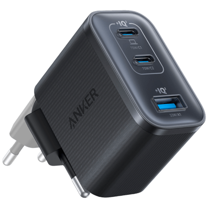 Anker Anker Dual USB-C + USB-A Snellader 70W Zwart