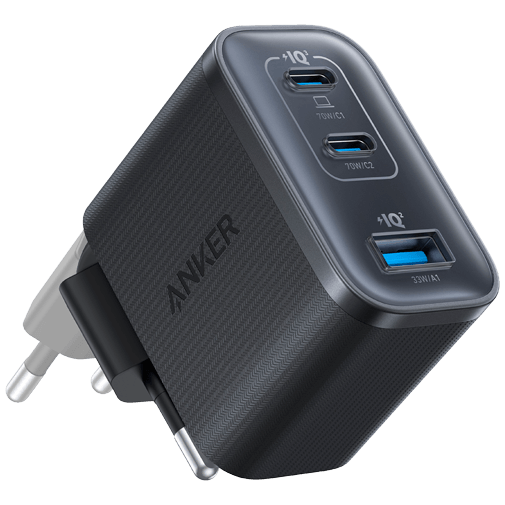 Anker Anker Dual USB-C + USB-A Snellader 70W Zwart