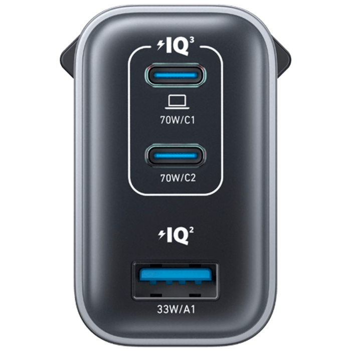 Anker Anker Dual USB-C + USB-A Snellader 70W Zwart
