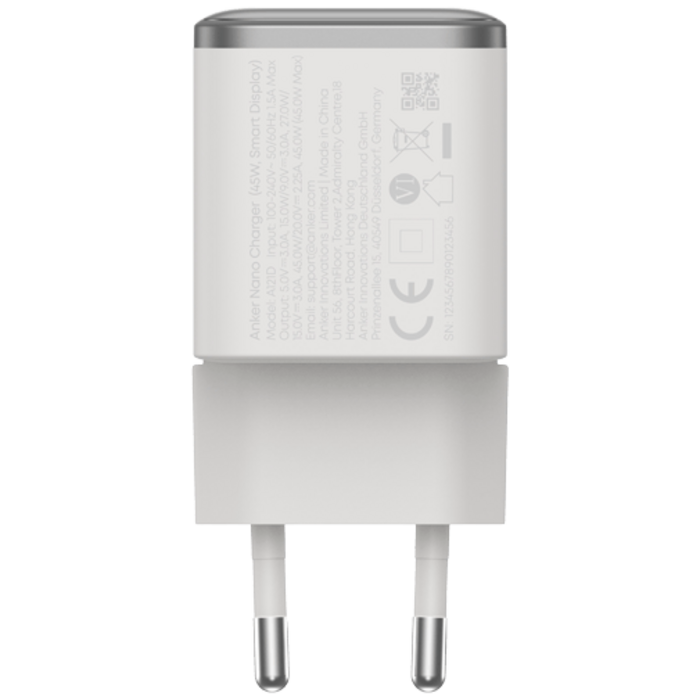 Anker Anker Nano USB-C Snellader 45W met Display Wit