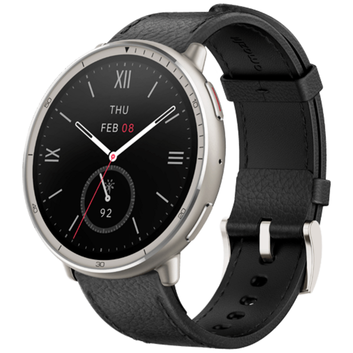 Amazfit Amazfit Active 2 Round Smartwatch - Zwart met Leren Band