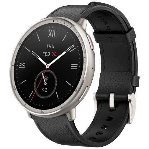 Amazfit Amazfit Active 2 Round Smartwatch - Zwart met Leren Band