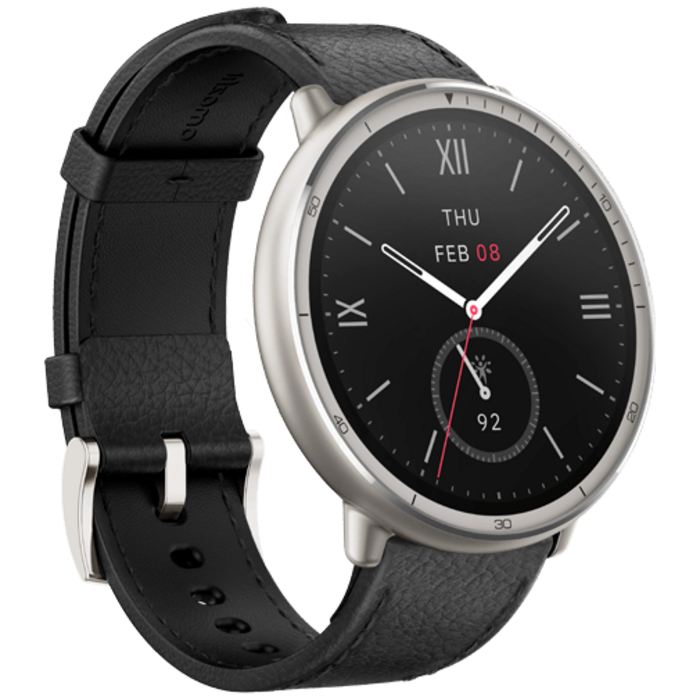 Amazfit Amazfit Active 2 Round Smartwatch - Zwart met Leren Band