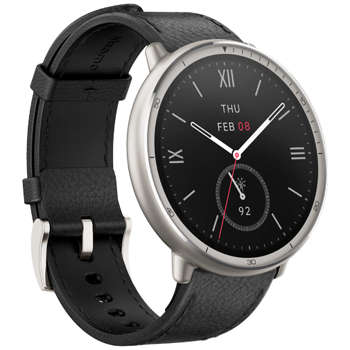 Amazfit Amazfit Active 2 Round Smartwatch - Zwart met Leren Band