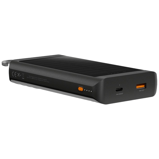 Xtorm Xtorm Go2 USB & USB-C Solar Powerbank 10.000mAh - Zwart
