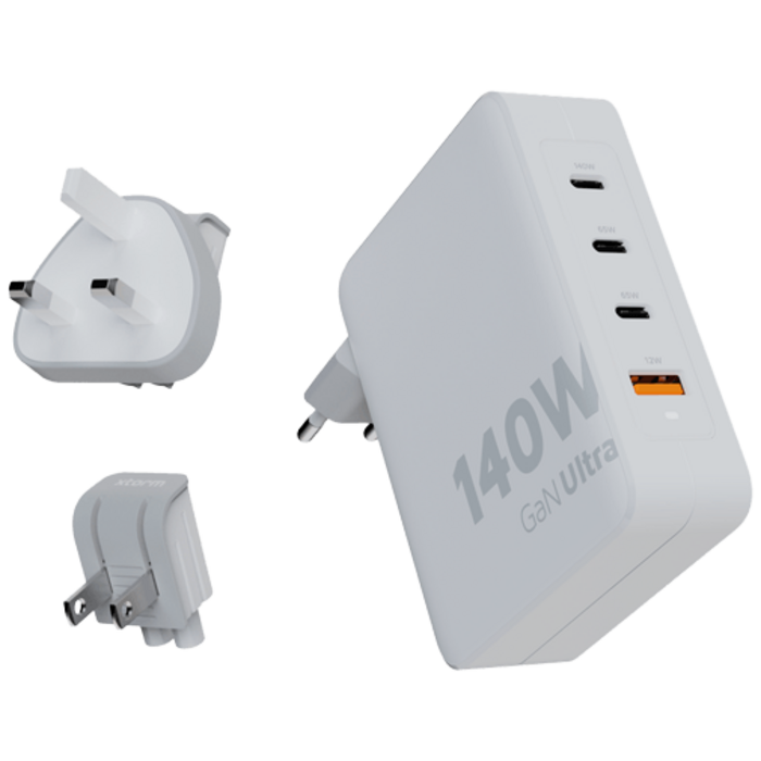 Xtorm Xtorm GaN Ultra 140W Snellader - 3x USB-C - Wit + Kabel
