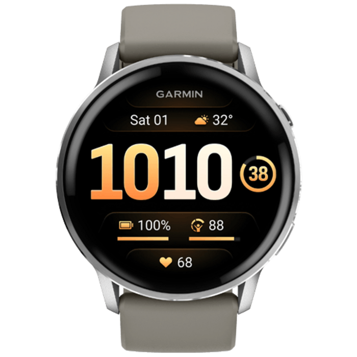 Garmin Garmin Venu 4 Smartwatch 45mm Zilver met Grijze Siliconenband