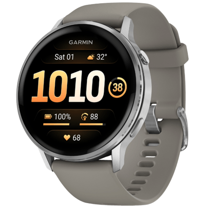 Garmin Garmin Venu 4 Smartwatch 45mm Zilver met Grijze Siliconenband