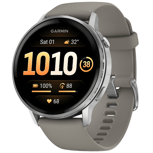 Garmin Garmin Venu 4 Smartwatch 45mm Zilver met Grijze Siliconenband