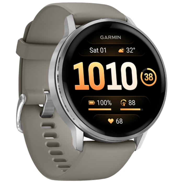 Garmin Garmin Venu 4 Smartwatch 45mm Zilver met Grijze Siliconenband