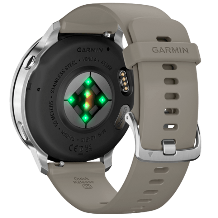 Garmin Garmin Venu 4 Smartwatch 45mm Zilver met Grijze Siliconenband