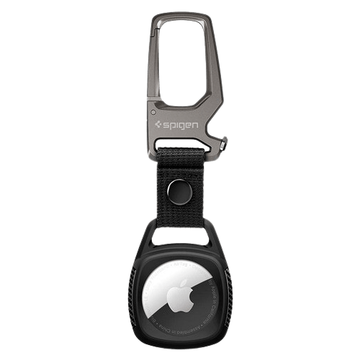 Spigen Spigen Rugged Armor AirTag Case Zwart met Karabijnhaak