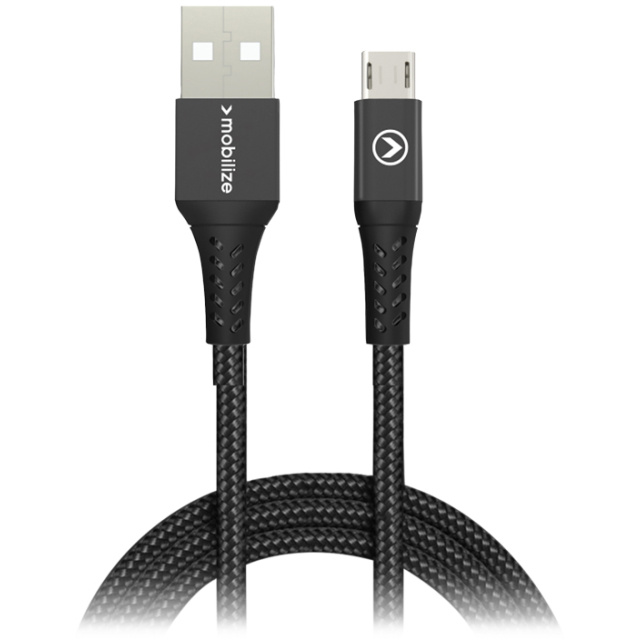 Mobilize Mobilize Strong Nylon USB naar Micro-USB Kabel 1m - 12W Zwart