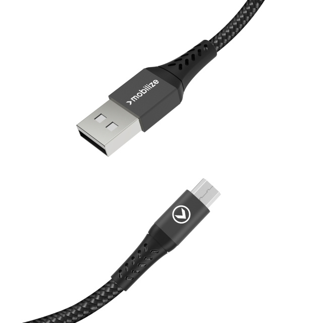 Mobilize Mobilize Strong Nylon USB naar Micro-USB Kabel 1m - 12W Zwart