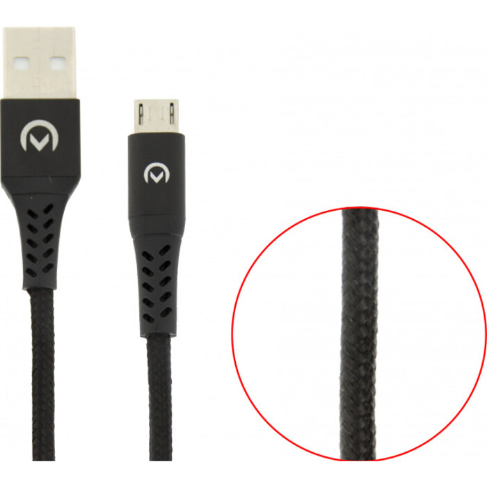 Mobilize Mobilize Strong Nylon Cable USB to Micro USB 1m. 12W Black