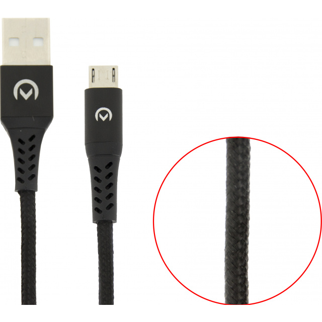 Mobilize Mobilize Strong Nylon USB naar Micro-USB Kabel 1m - 12W Zwart