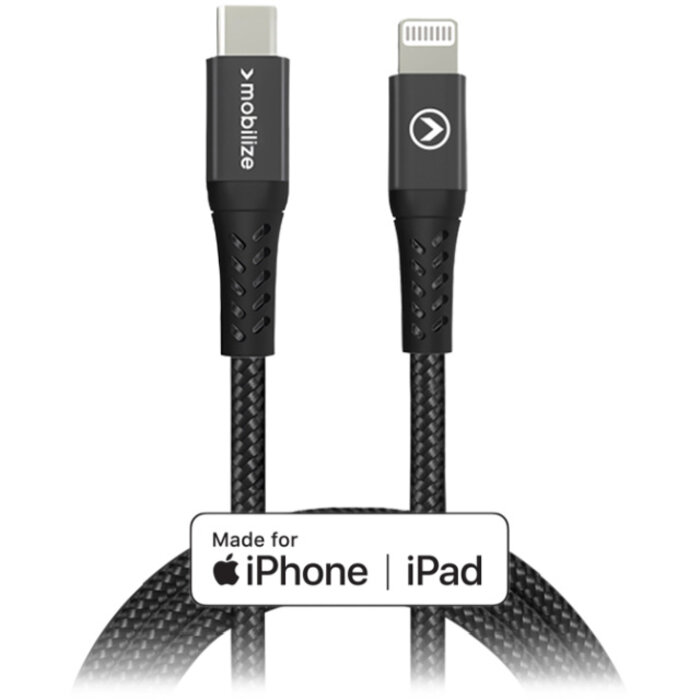 Mobilize Mobilize Strong Nylon Cable USB-C to MFi Lightning 2m. 60W Black