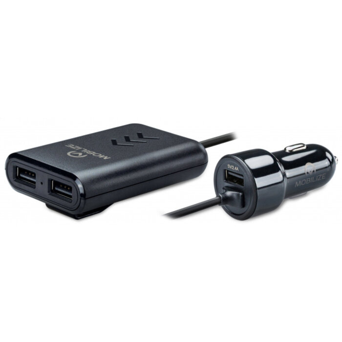 Mobilize Mobilize Car Charger 3x USB Front and Back Seat 42W Black
