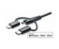 Mobilize Mobilize Strong Nylon 3-in-1 Kabel USB-A naar USB-C, Lightning & Micro-USB 1.5m