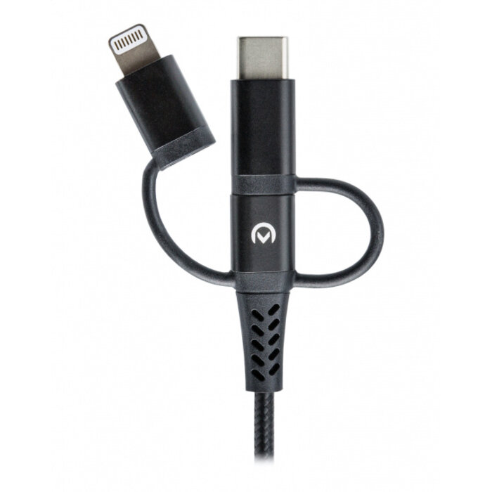 Mobilize Mobilize Strong Nylon Cable 3in1 USB to Micro USB, USB-C, Apple MFi Lightning 1.5m Black