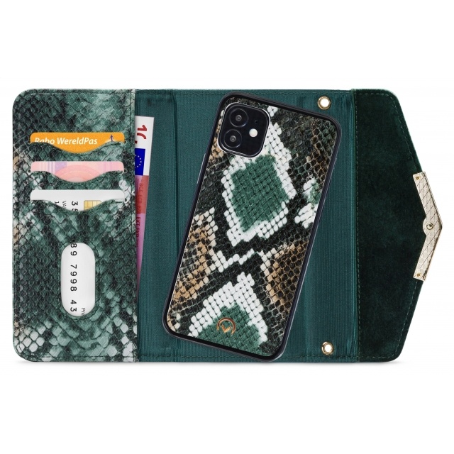 Mobilize Mobilize 2in1 Gelly Velvet Clutch iPhone 12 Mini - Green Snake, foto 4 van 6