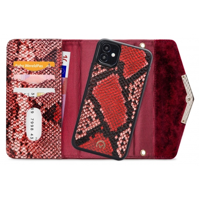 Mobilize Mobilize 2in1 Gelly Velvet Clutch voor Apple iPhone 12 Mini - Red Snake, foto 4 van 6