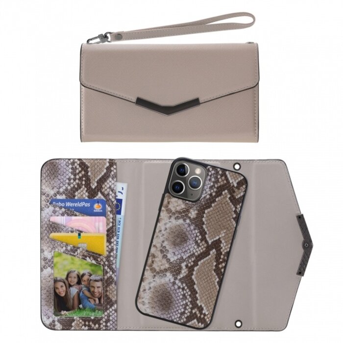 Mobilize Mobilize 2in1 Elegant Magnet Clutch Apple iPhone 11 Pro Beige Snake