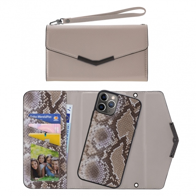 Mobilize Mobilize 2in1 Elegant Magnet Clutch Apple iPhone 11 Pro Beige Snake