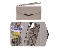 Mobilize Mobilize 2in1 Elegant Magnet Clutch iPhone 12 Mini - Beige Snake