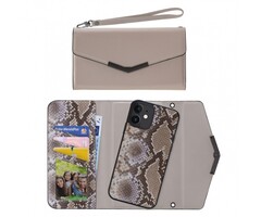 Mobilize Mobilize 2in1 Elegant Magnet Clutch iPhone 12 / 12 Pro - Beige Snake