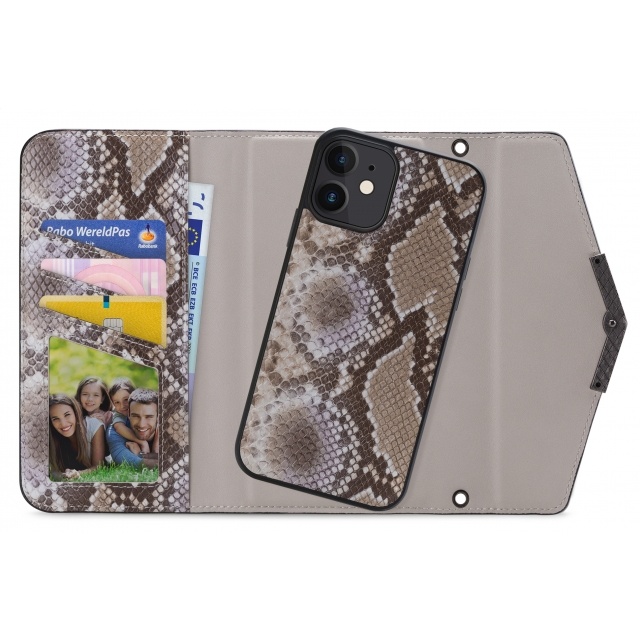 Mobilize Mobilize 2in1 Elegant Magnet Clutch iPhone 12 / 12 Pro - Beige Snake