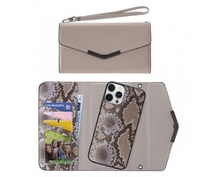 Mobilize Mobilize 2in1 Elegant Magnet Clutch iPhone 12 Pro Max - Beige Snake