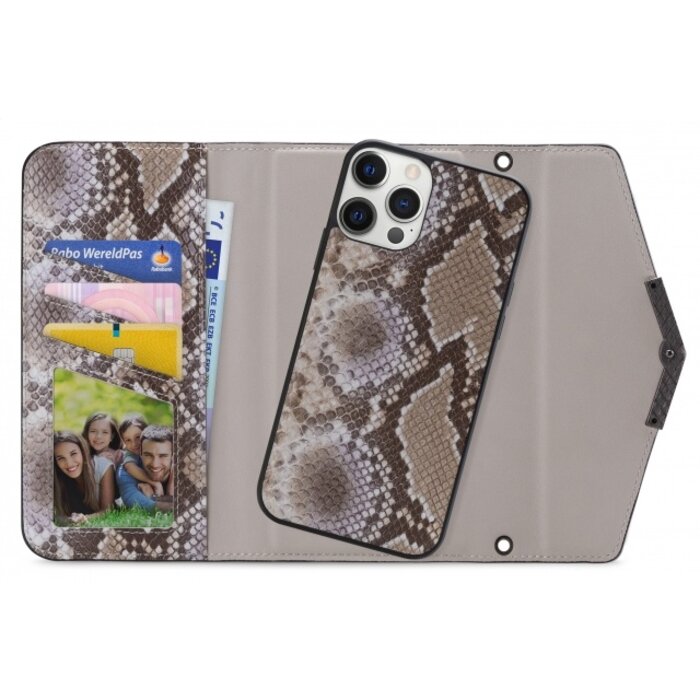 Mobilize Mobilize 2in1 Elegant Magnet Clutch iPhone 12 Pro Max - Beige Snake