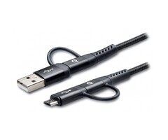 Mobilize Mobilize Strong Nylon 4-in-1 Laadkabel USB/USB-C naar Micro-USB/USB-C 1.5m Zwart