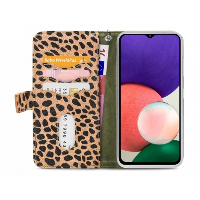 Mobilize Mobilize 2in1 Magnet Zipper Case Samsung Galaxy A22 5G - Olive/Leopard