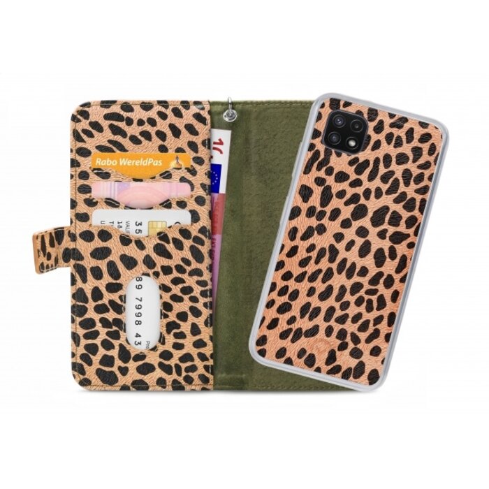 Mobilize Mobilize 2in1 Magnet Zipper Case Samsung Galaxy A22 5G - Olive/Leopard