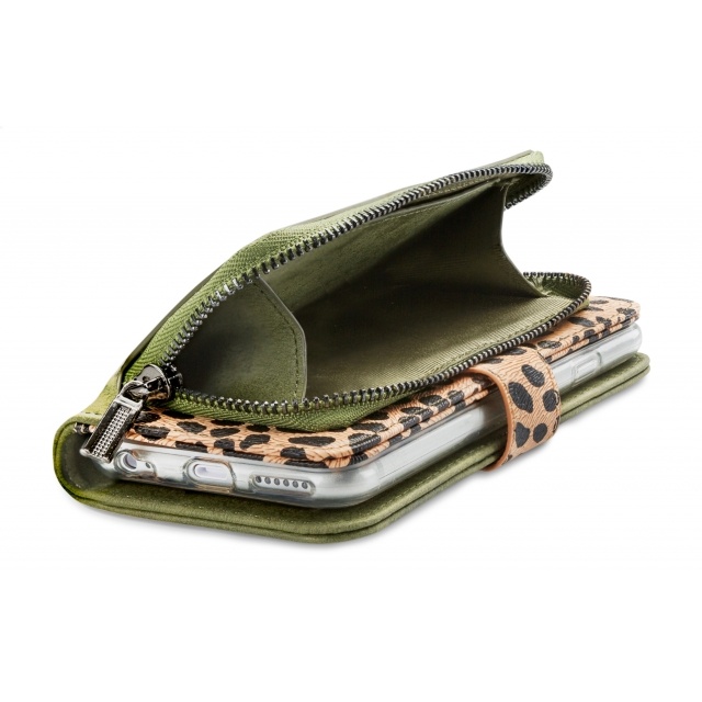 Mobilize Mobilize 2in1 Magnet Zipper Case Samsung Galaxy A22 5G - Olive/Leopard
