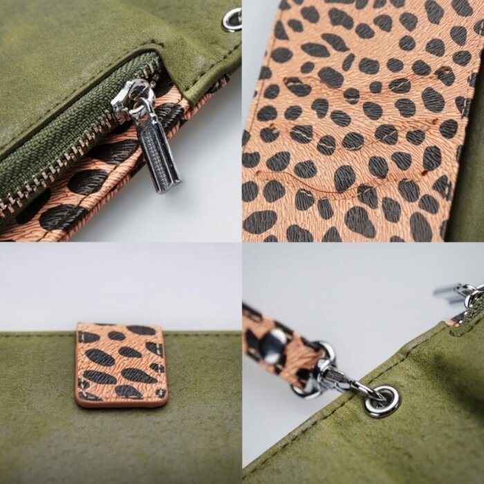 Mobilize Mobilize 2in1 Magnet Zipper Case Samsung Galaxy A22 5G - Olive/Leopard