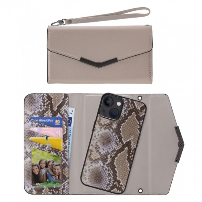 Mobilize Mobilize 2in1 Elegant Magnet Clutch iPhone 13 Mini - Beige Snake
