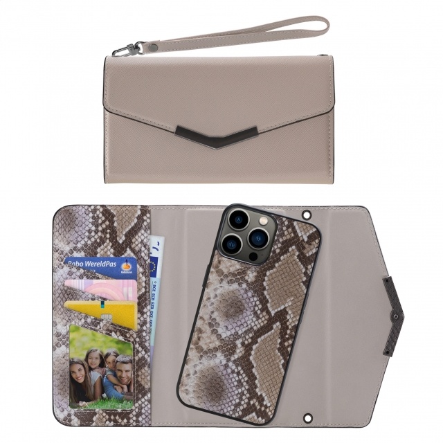 Mobilize Mobilize 2in1 Elegant Magnet Clutch Apple iPhone 13 Pro - Beige Snake