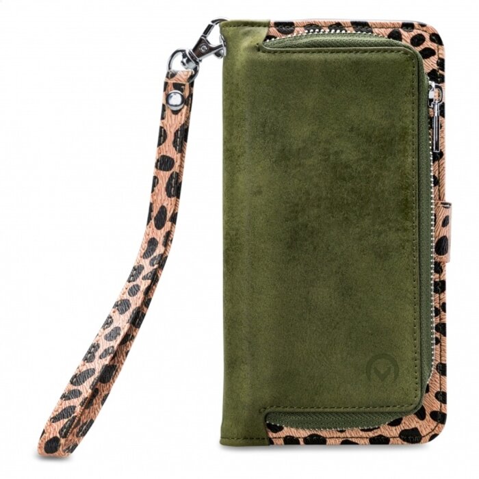 Mobilize Mobilize 2in1 Magnet Zipper Case iPhone 13 Pro Max Olive/Leopard