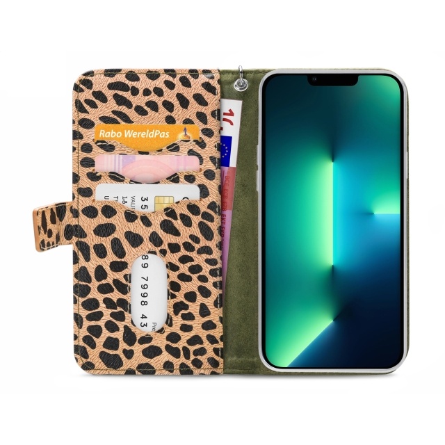 Mobilize Mobilize 2in1 Magnet Zipper Case iPhone 13 Pro Max Olive/Leopard