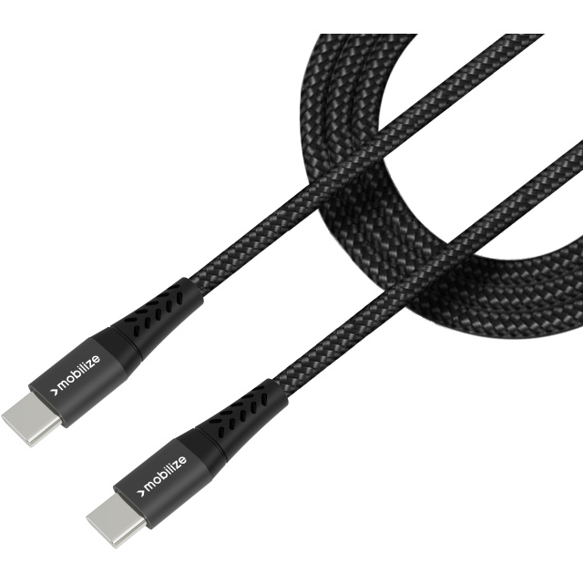Mobilize Mobilize Strong Nylon USB-C naar USB-C Kabel 2m - 100W Zwart